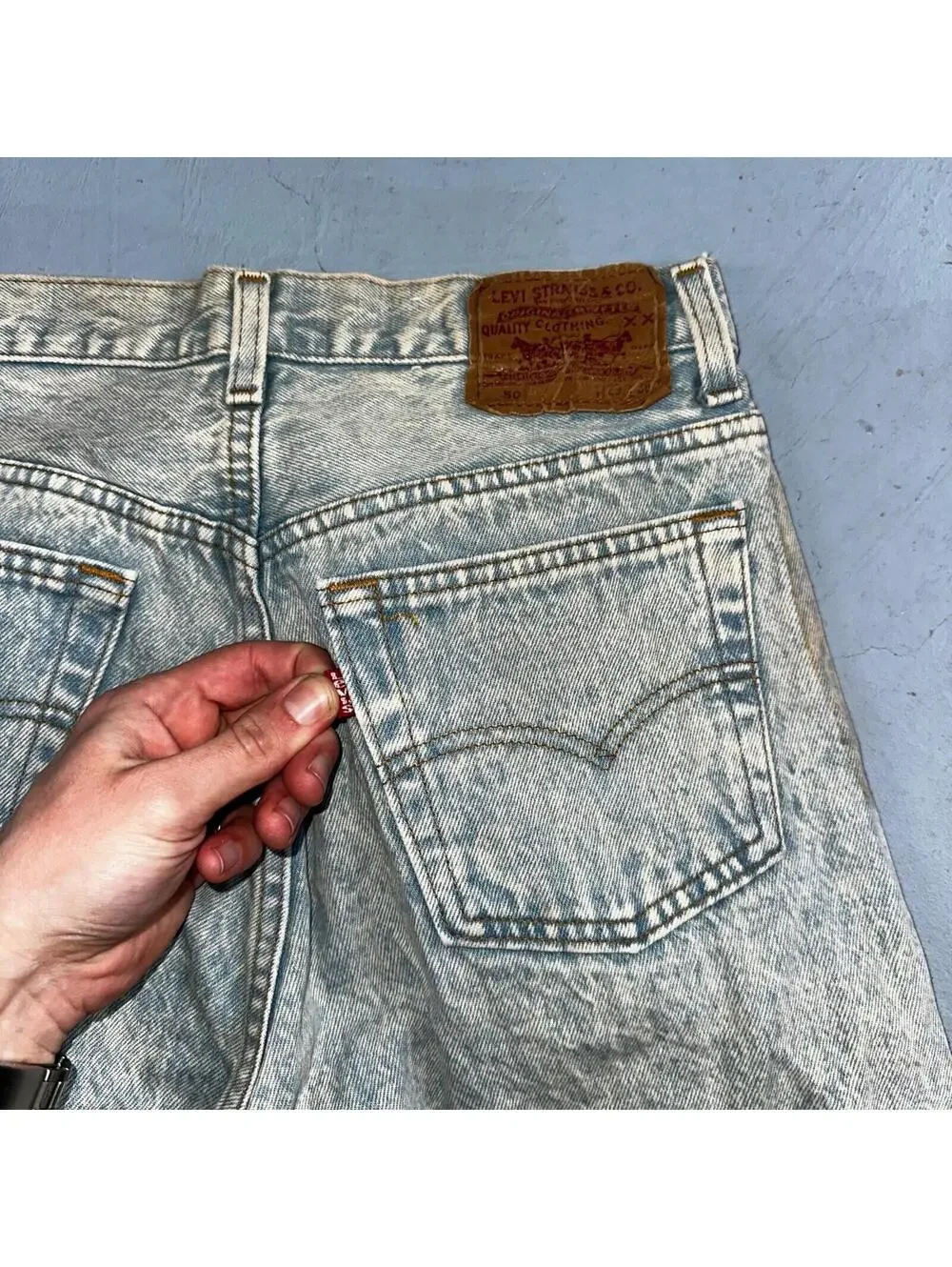 Levis 501 Vintage 90s USA XX Straight Leg Jeans Blue Light Wash 30x34 Act 27x34